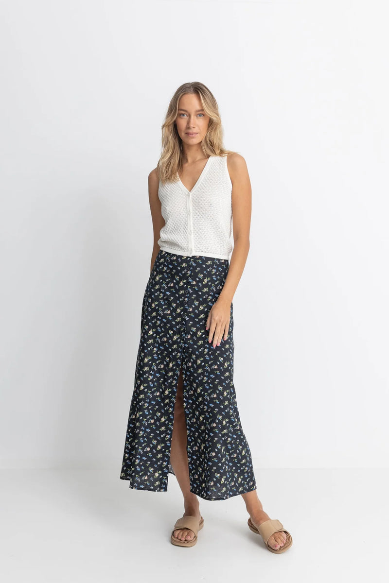 Fleur Floral Button Front Maxi Skirt