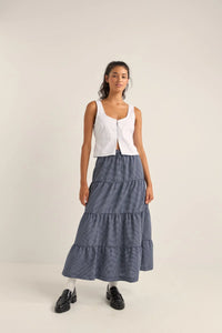 Lola Check Tiered Maxi Skirt