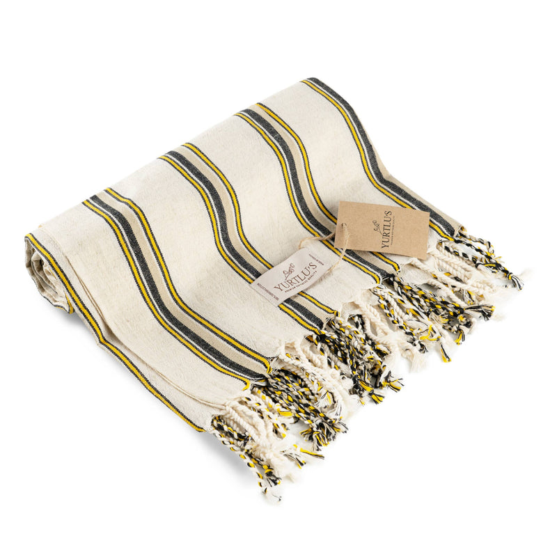 Turkish Towel Black/Yellow Stripe