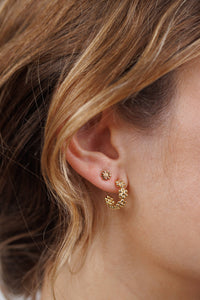 Petite Flower Hoop Earrings - 18k Gold Plated