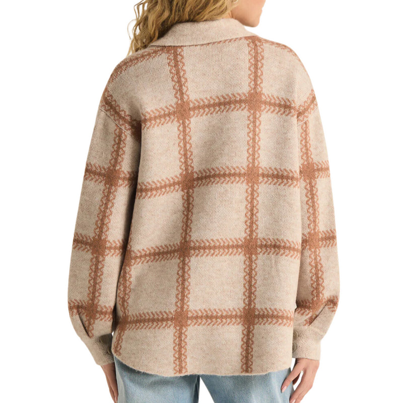 Tyler Plaid Sweater Jacket Mocha Mousse