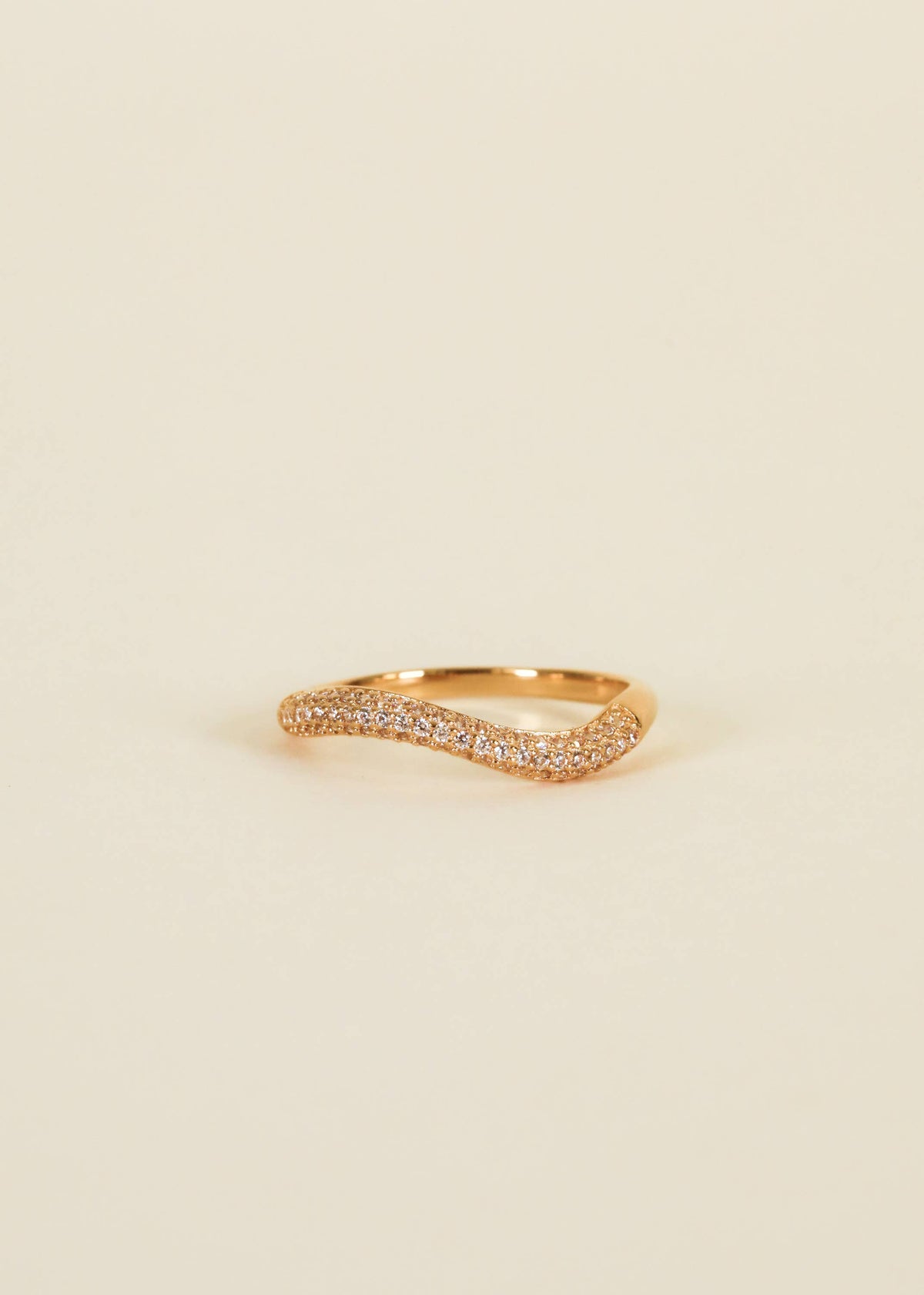 Gold Rings - Pave Wave - Champagne CZ: 6