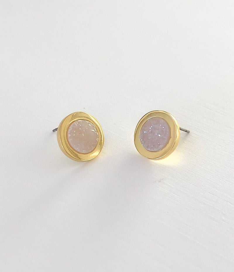 Lani 'Ae Druzy Earrings: Rose Gold / Circle Wave