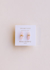 Mineral Point - Rose Quartz - Gold Wire Wrapped Earrings