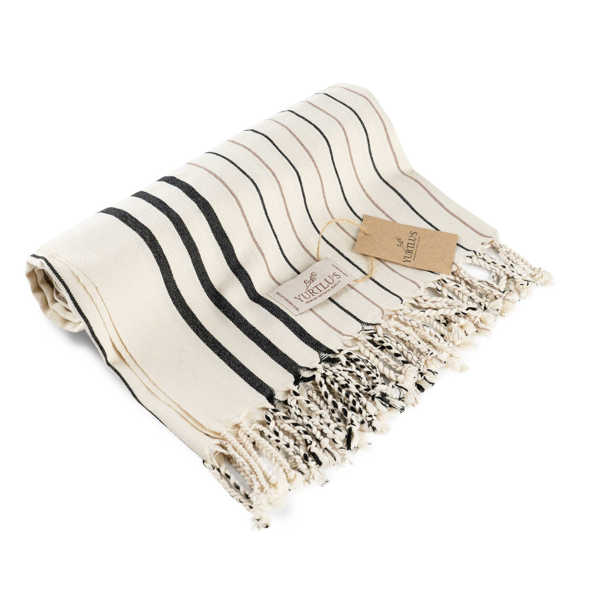 Turkish Towel Black/Tan Stripe