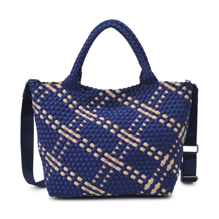 Sky's The Limit Medium Woven Tote Navy?Nude