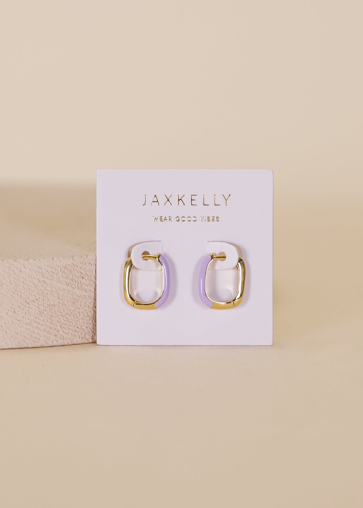 Color Dipped Rectangle Hoop Earrings - Powder Purple