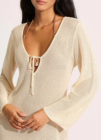 Isla Palm Knit Cover Up Ecru