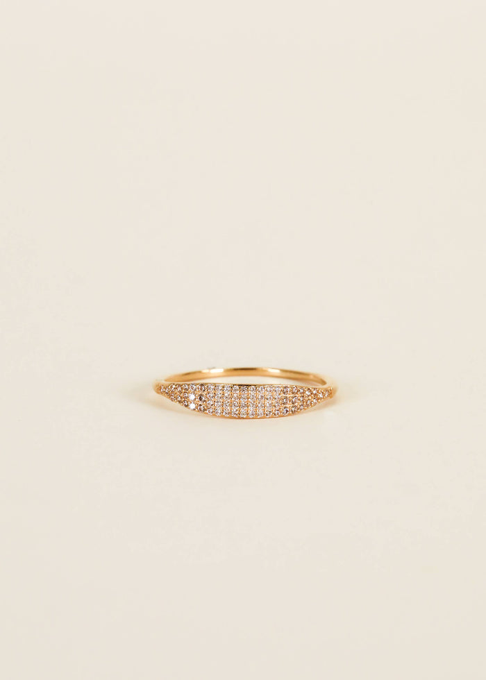 Gold Rings - Tapered Pave - Champagne CZ: 7