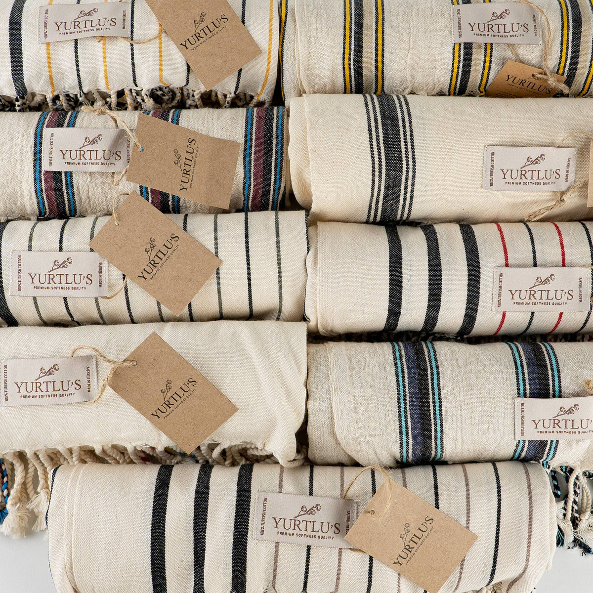 Turkish Towel Black/Tan Stripe