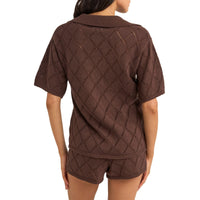 Islander Collared Knit Shirt Chocolate