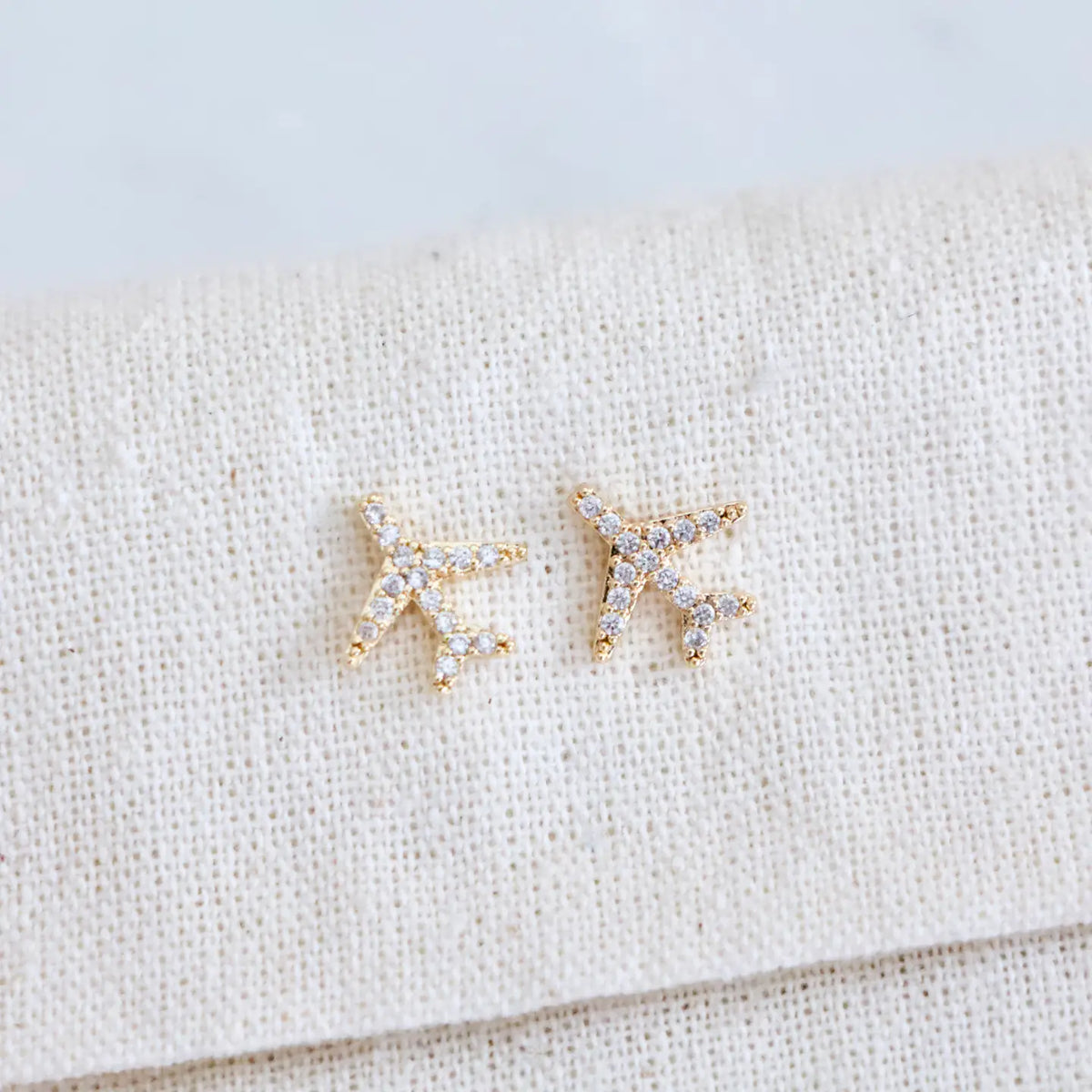 CZ Airplane Earrings