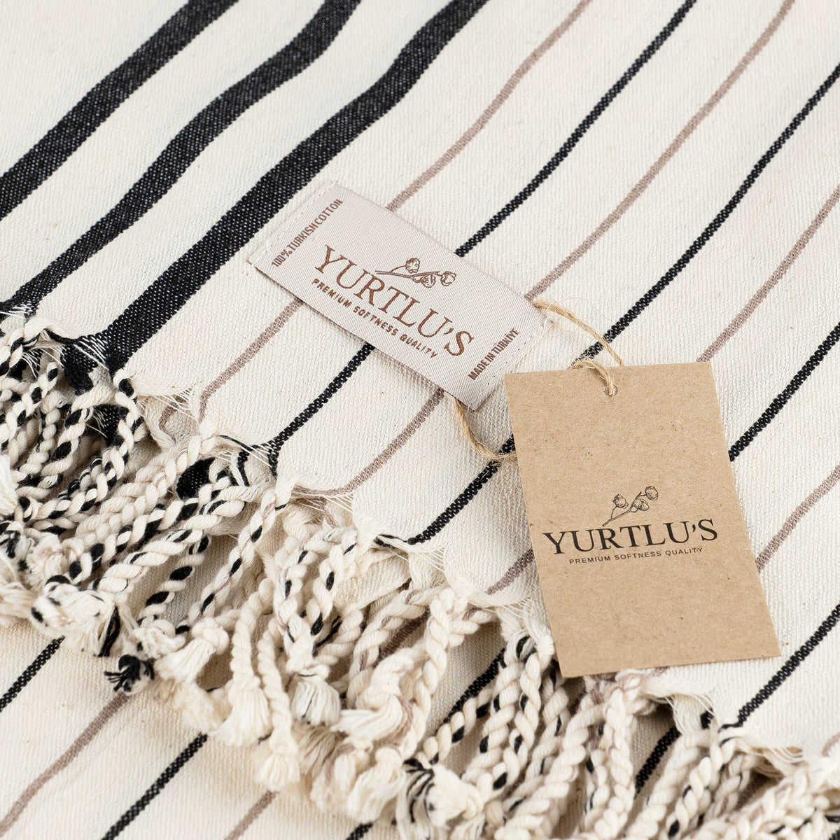 Turkish Towel Black/Tan Stripe