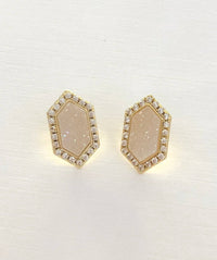 Lani 'Ae Druzy Earrings: Rose Gold / Circle Wave