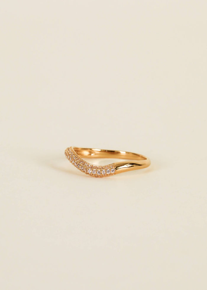 Gold Rings - Pave Wave - Champagne CZ: 6