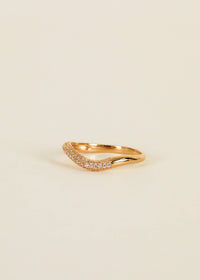 Gold Rings - Pave Wave - Champagne CZ: 8