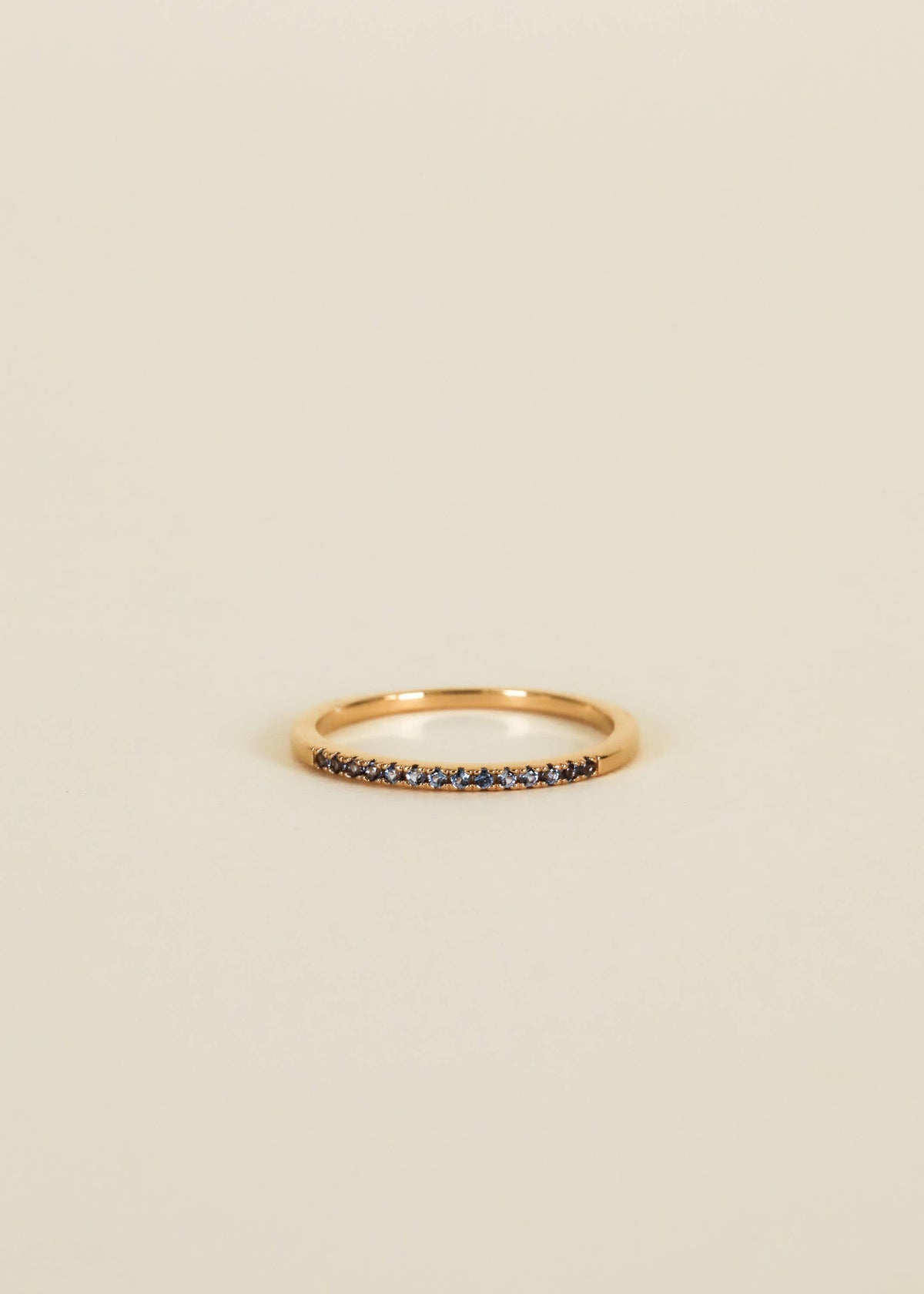 Gold Rings - Half Pave - Aqua CZ: 6