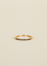 Gold Rings - Half Pave - Aqua CZ: 6