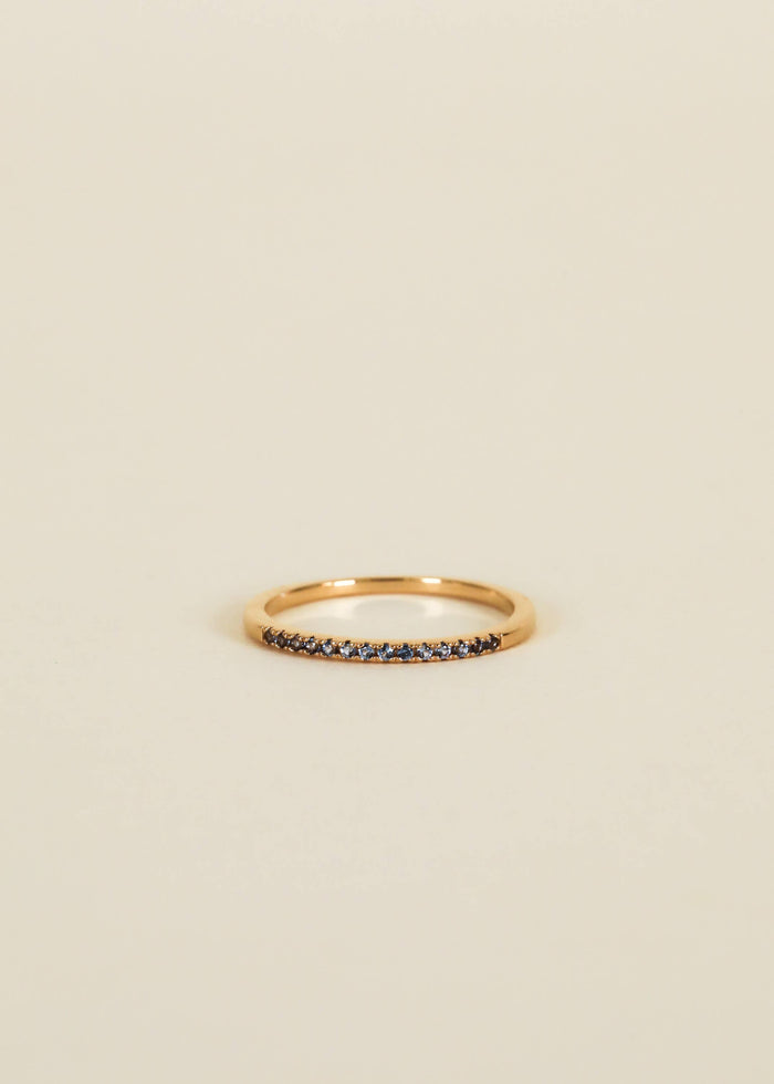 Gold Rings - Half Pave - Aqua CZ: 6