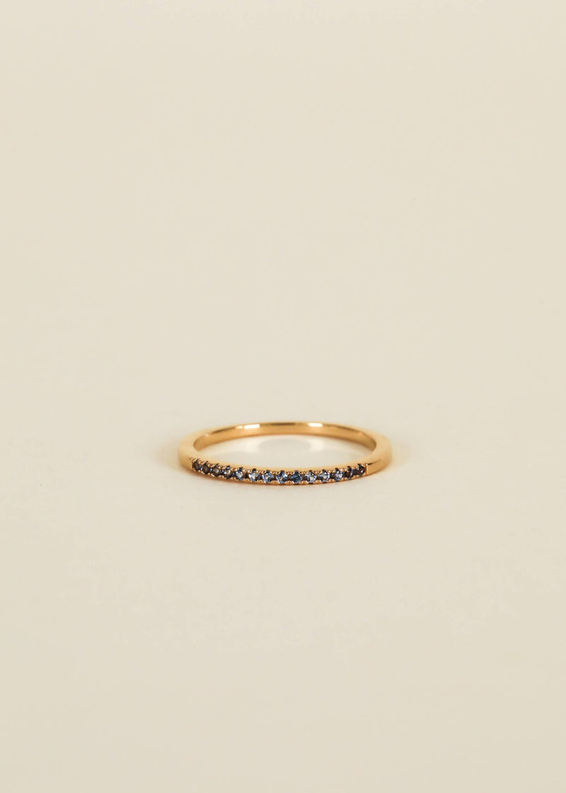 Gold Rings - Half Pave - Aqua CZ: 6