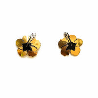 Hibiscus: Black & Gold / Post Earring