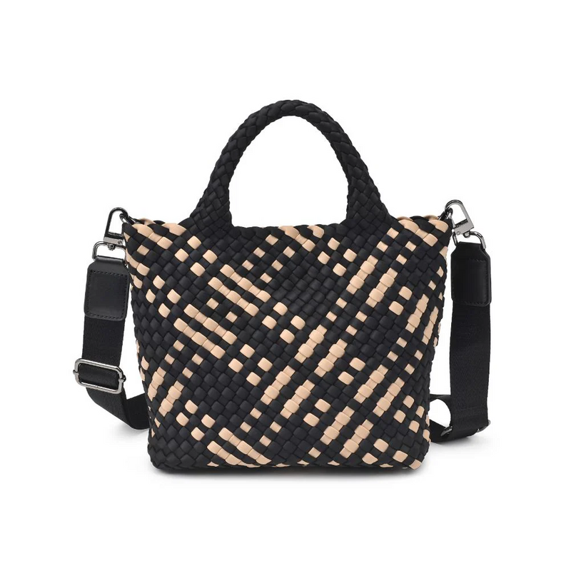 Sky's the Limit Small Woven Tote Black/Nude