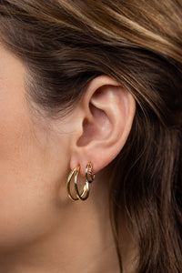 Illusion Double Hoop Gold Earring