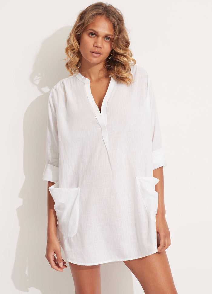 Boyfriend Beach Shirt White