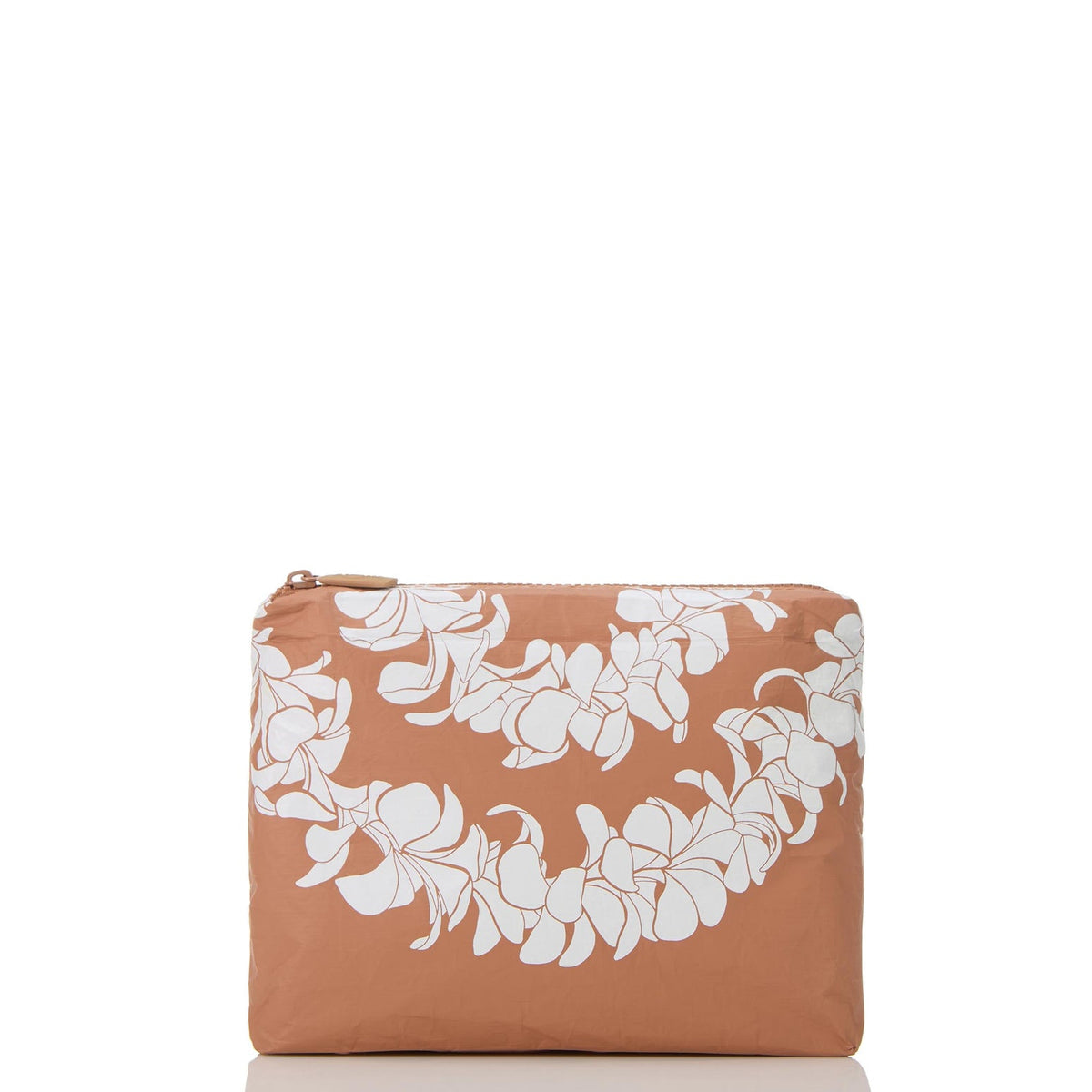 Plumeria Lei Small Pouch Snow on Toffee