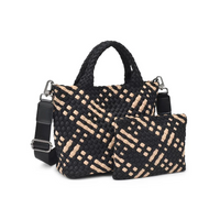 Sky's the Limit Small Woven Tote Black/Nude