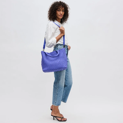 Sky's The Limit Medium Woven Tote Periwinkle