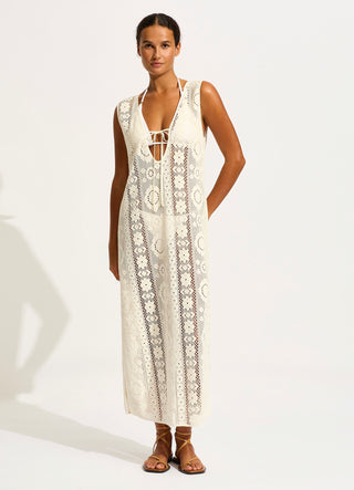 Crochet Maxi Cover Up Ecru