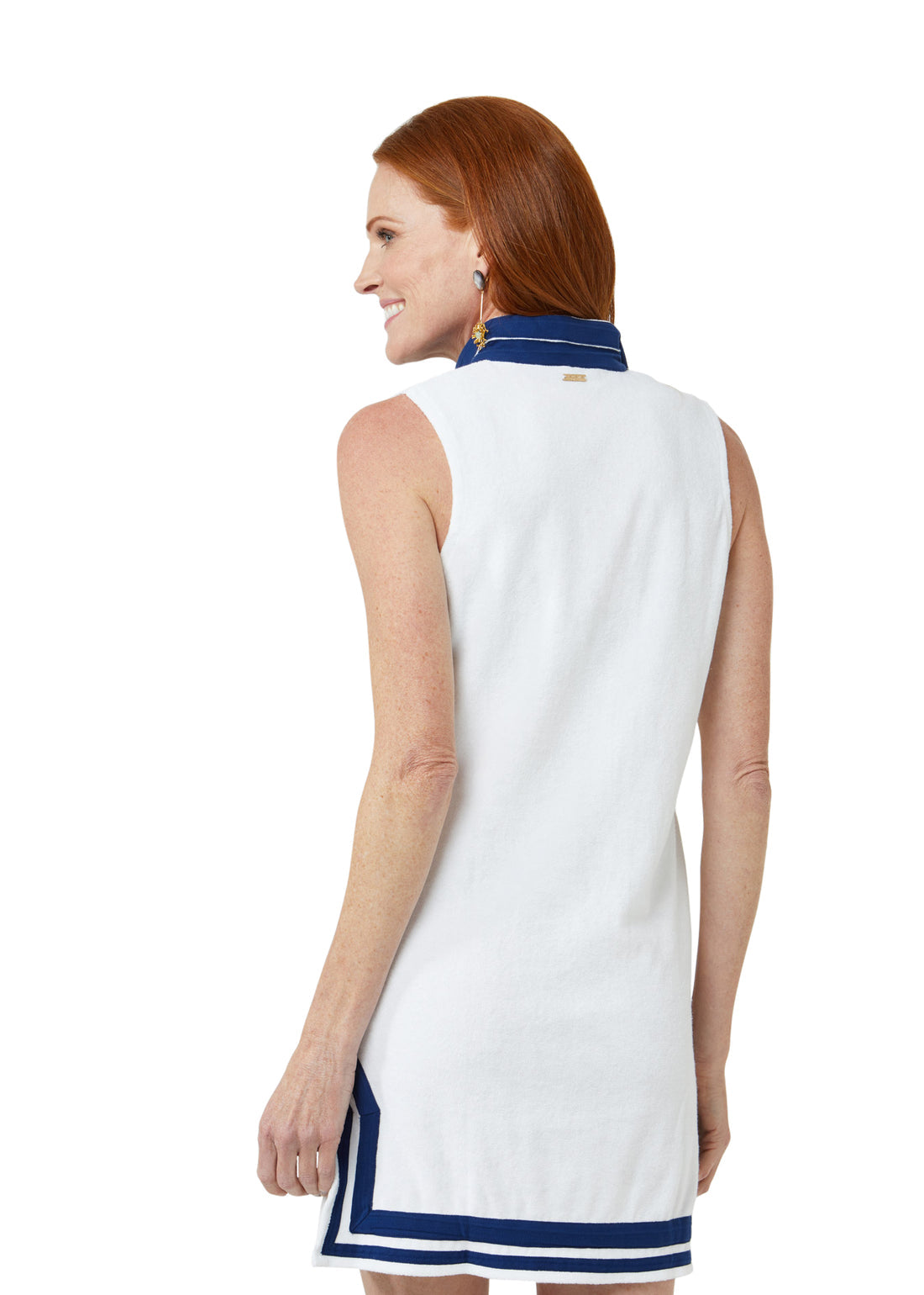 White/Navy Sleevless Terry Tunic