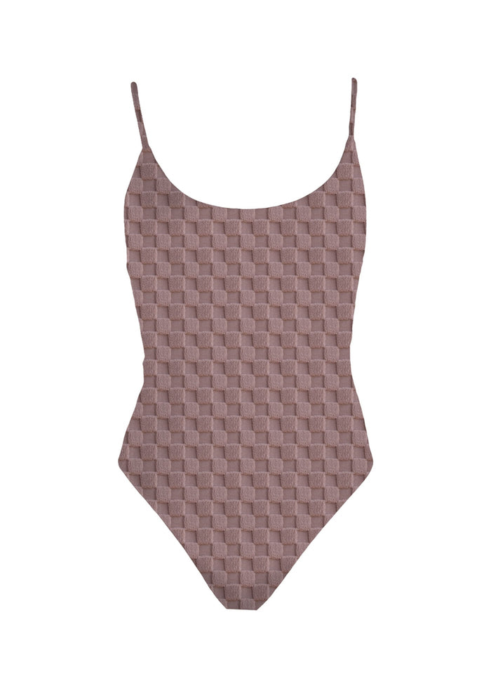 Baja Bodysuit Mocha Terry Check