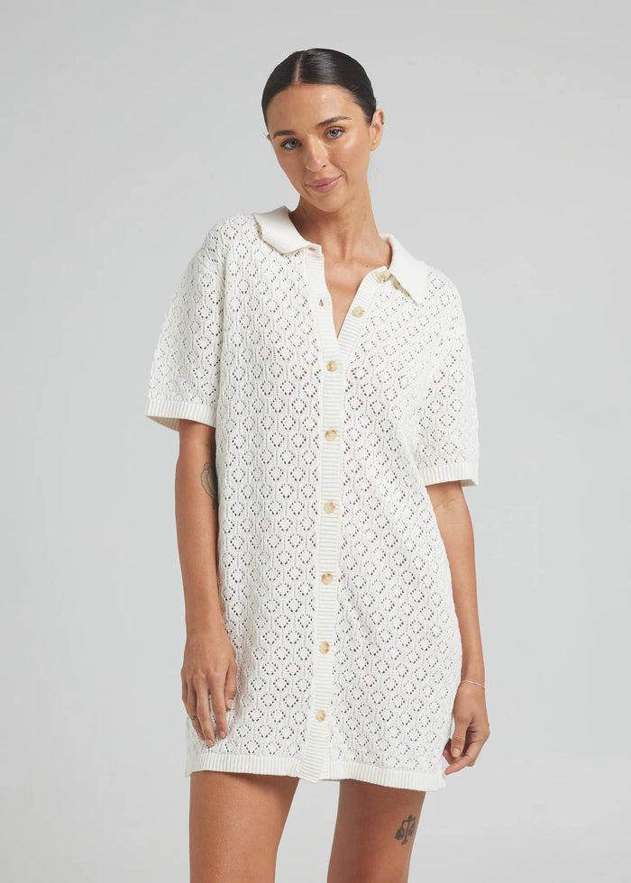 Mimosa Knit Shirt Dress Gardenia