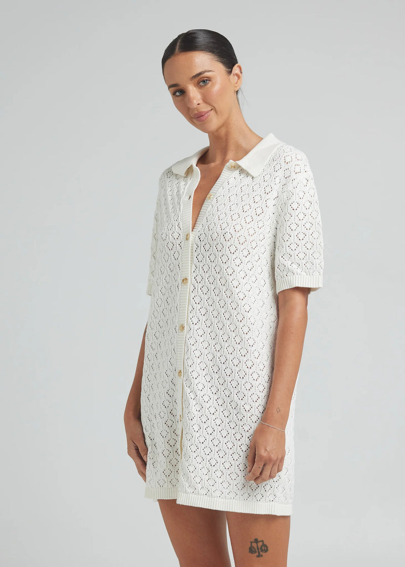 Mimosa Knit Shirt Dress Gardenia