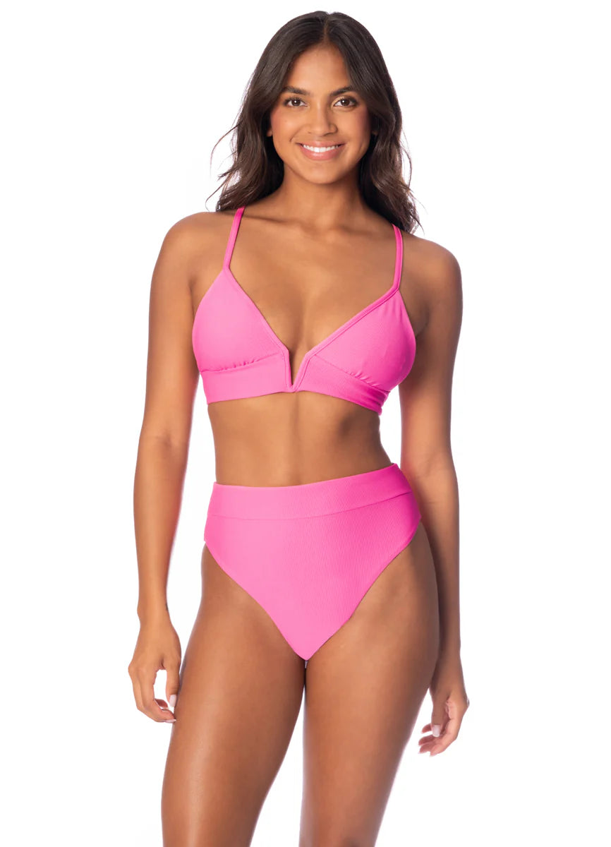 Parade Top Radiant Pink Ribbed