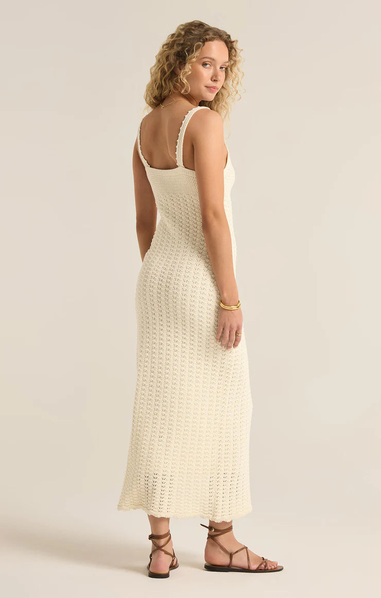 Eleena Knit Crochet Dress Sandstone