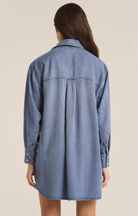 Dover Chambray Mini Dress Sun Bleached Indigo