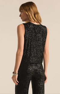 Sloane Sequin Tank Black