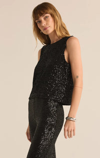 Sloane Sequin Tank Black