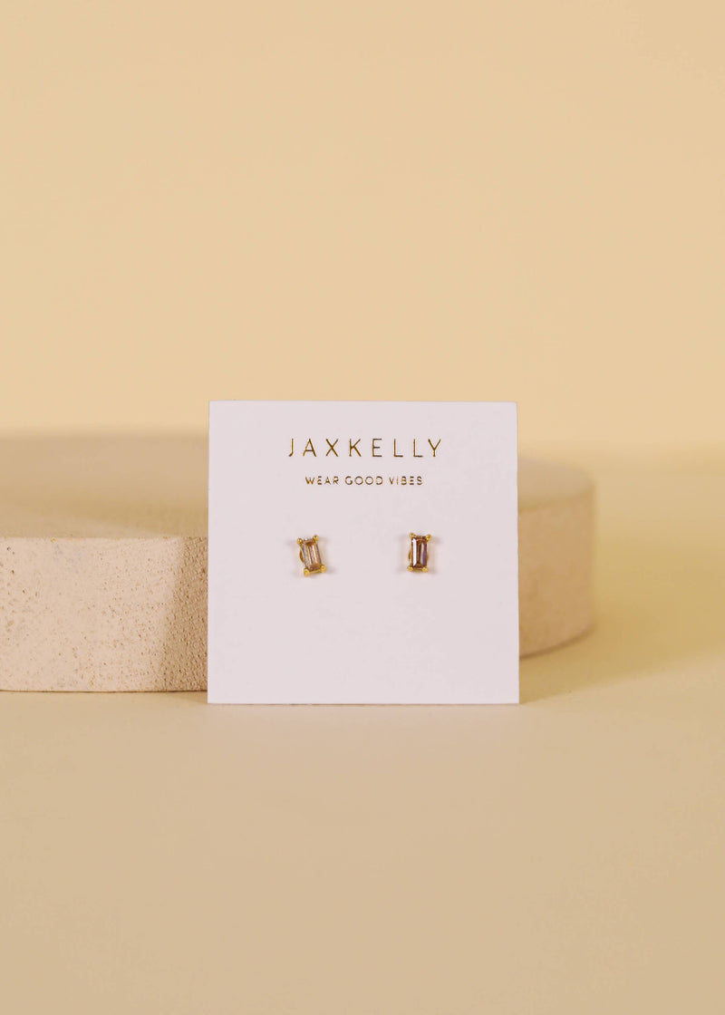 Baguette - Coffee - Gold Earrings