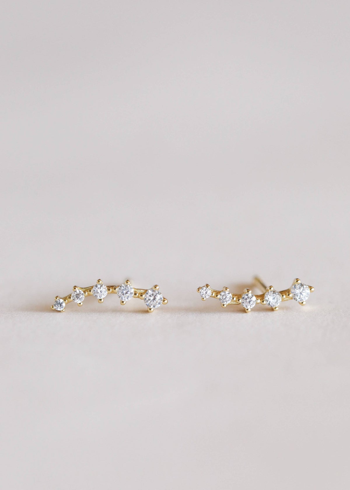 Crawler - White CZ - Gold Earrings