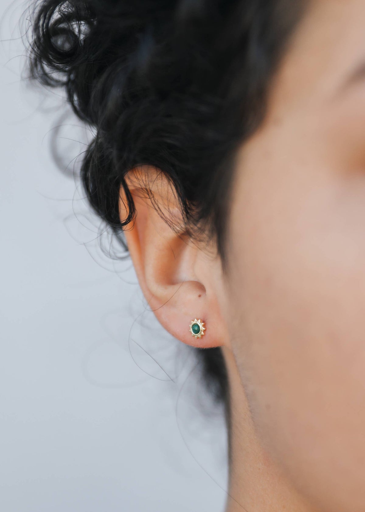 Sun Stud - Malachite - Earrings