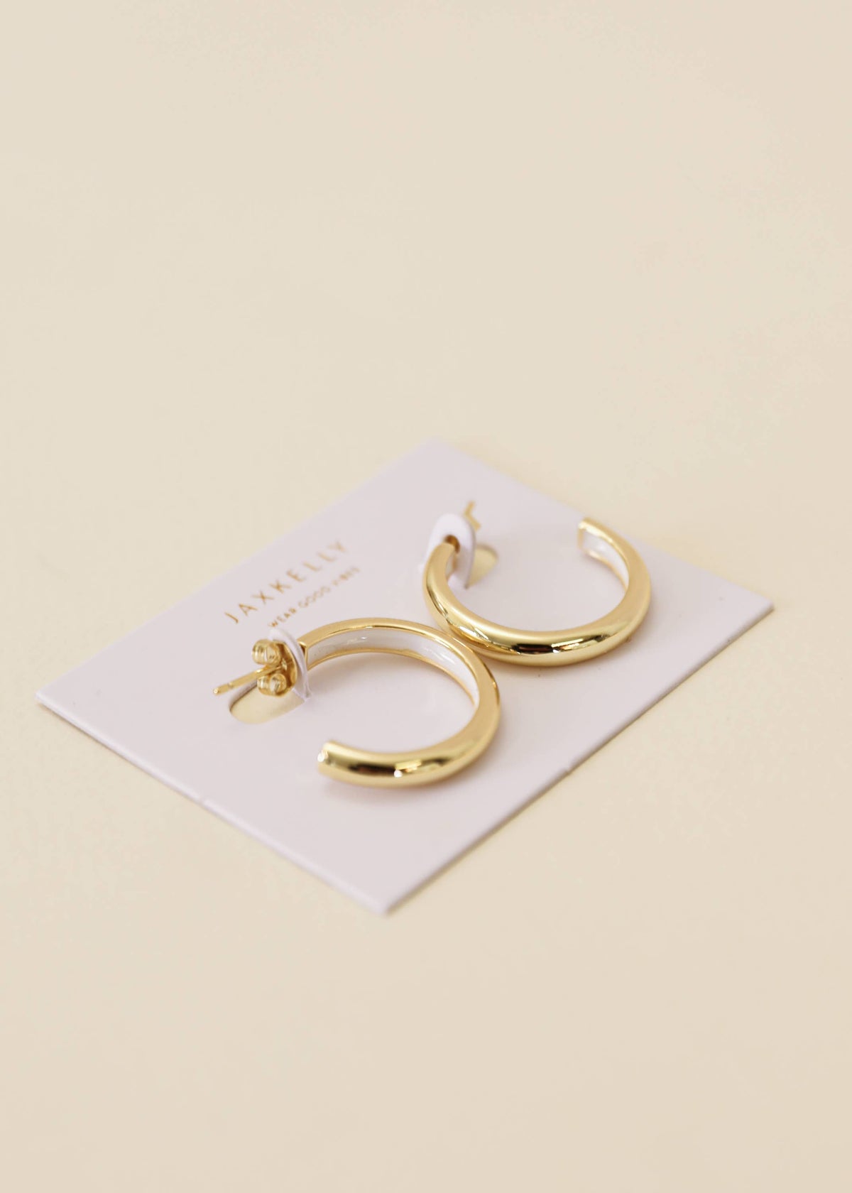 White Enamel Interior Gold Hoop Earrings