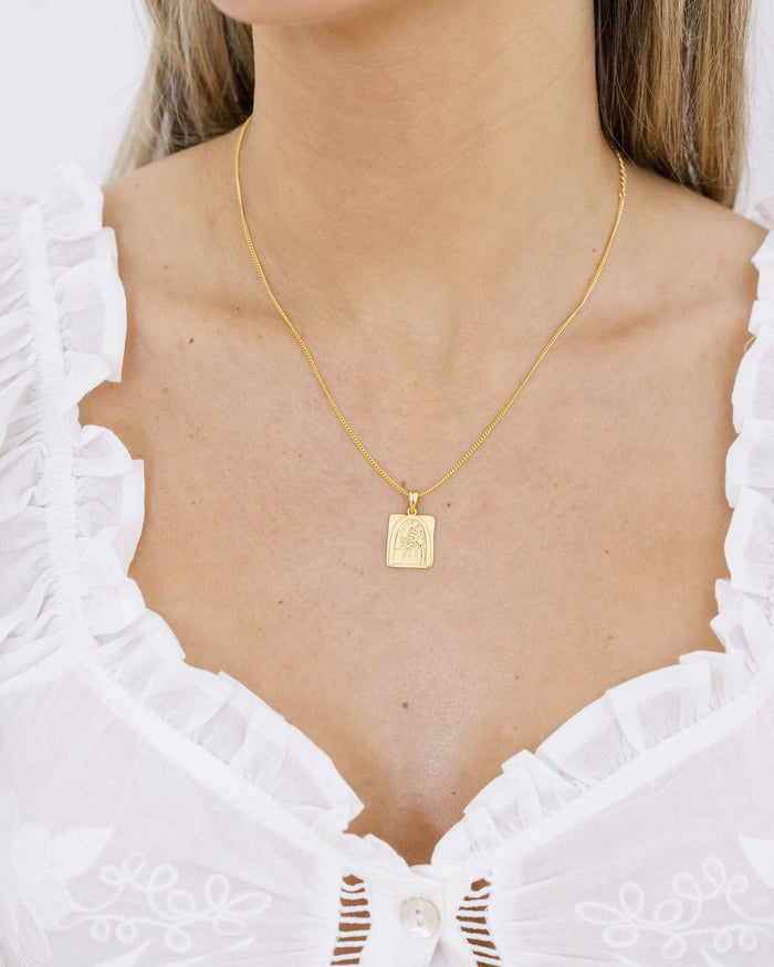 Gold Palm Pendant Necklace