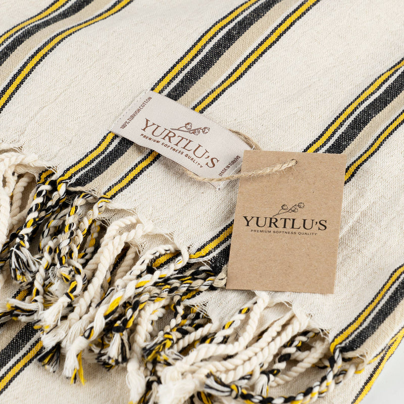 Turkish Towel Black/Yellow Stripe