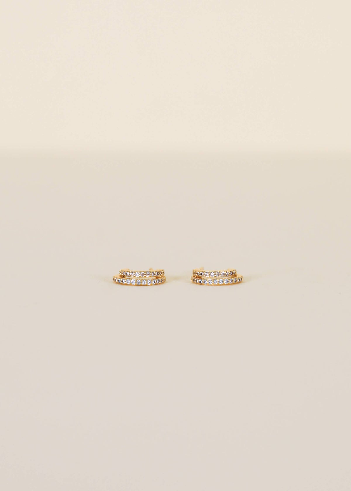 Double Champagne Hoop - Gold Earrings