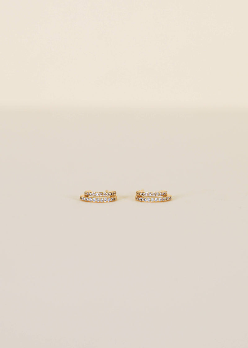 Double Champagne Hoop - Gold Earrings