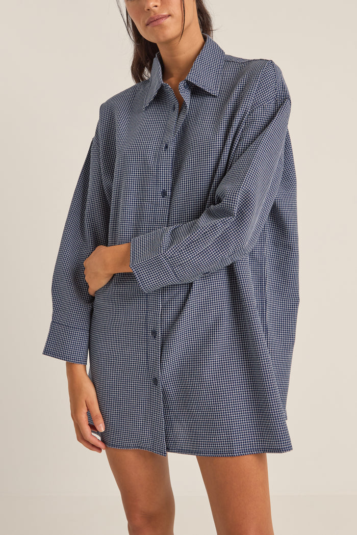 Shirt Dress Navy Check